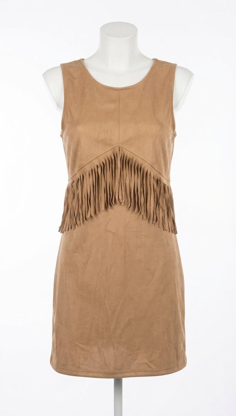 Faux Suede Fringe Dress Cowgirl Indian Western Cowgirl Boho Festival